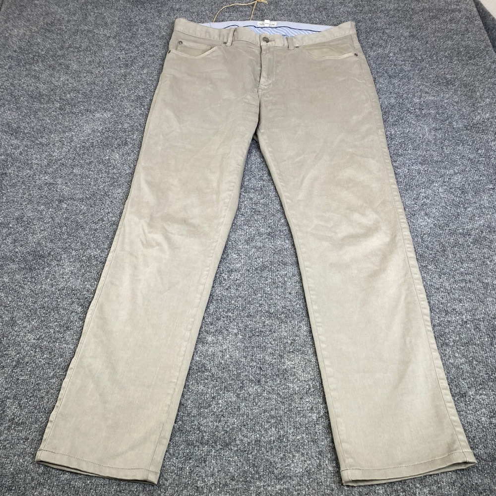 Peter Millar Crown Mens Khaki Tan 5 Pocket Pants Cotton Modal Stretch 34 ME0B39